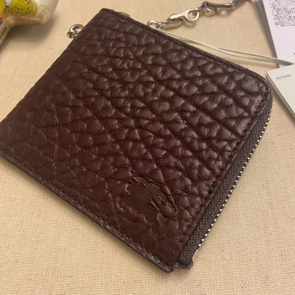 Burberry bull hide leather wallet with chain